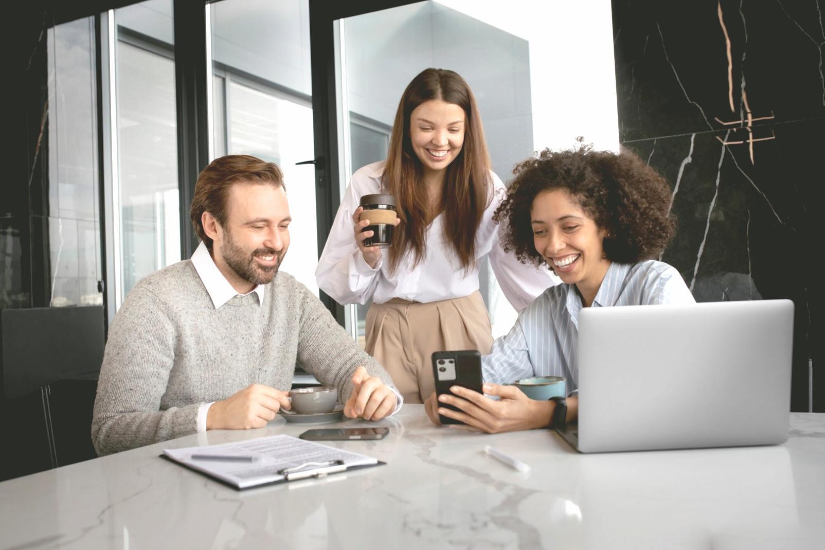 Business team reviewing quarterly performance data and operational metrics
